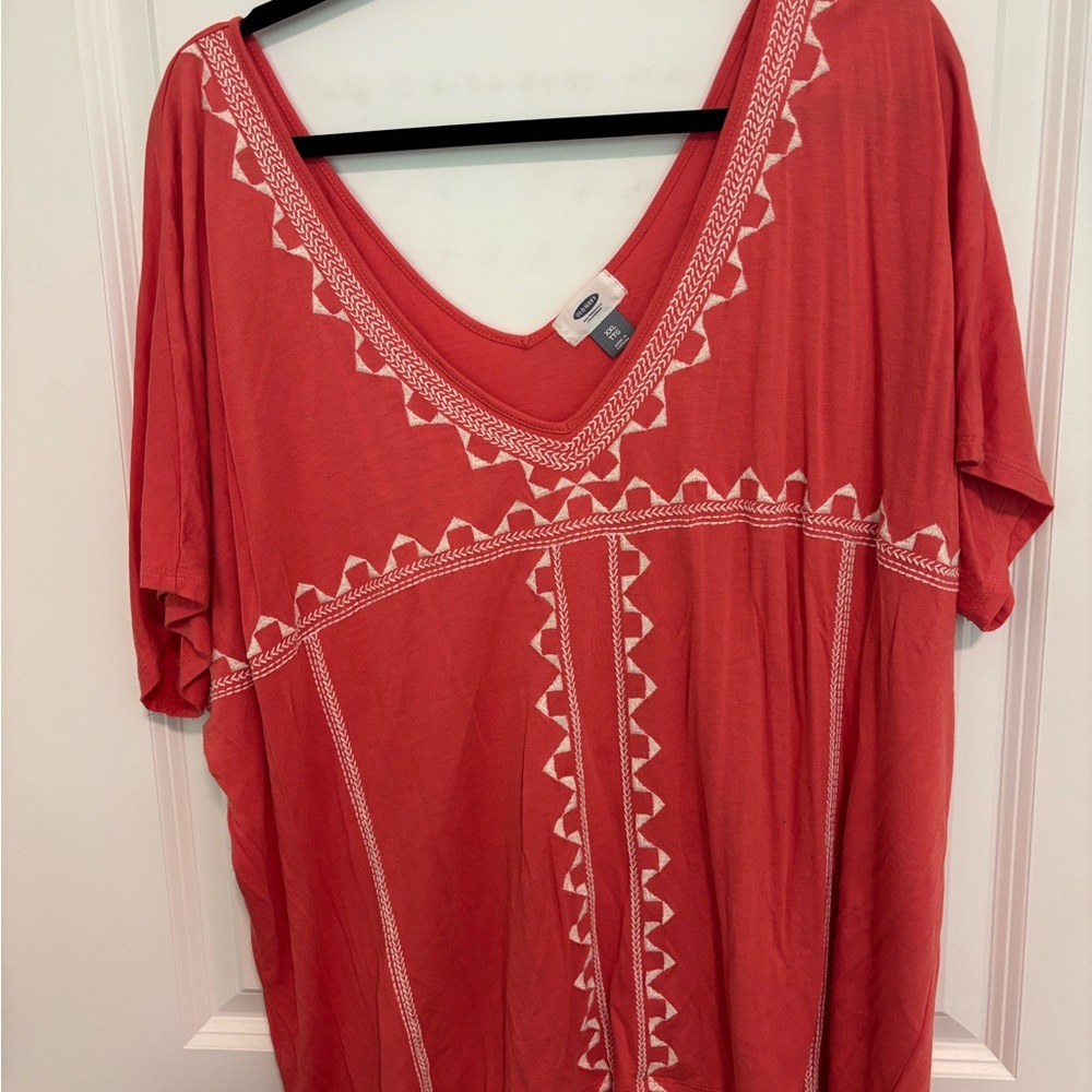 Old Navy Coral Short Sleeve Embellished Blouse